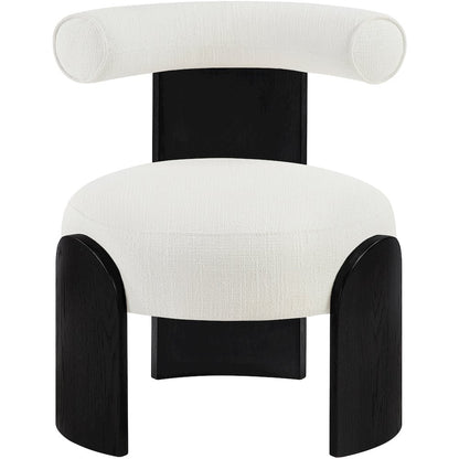 Calder Cream Linen Textured Fabric Upholstered Accent Chair