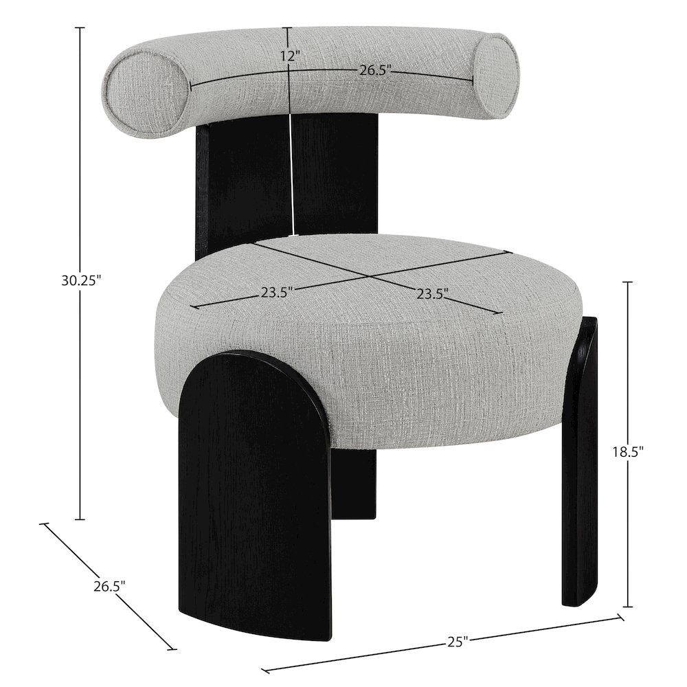 Calder Grey Linen Textured Fabric Upholstered Accent Chair