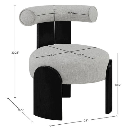 Calder Grey Linen Textured Fabric Upholstered Accent Chair