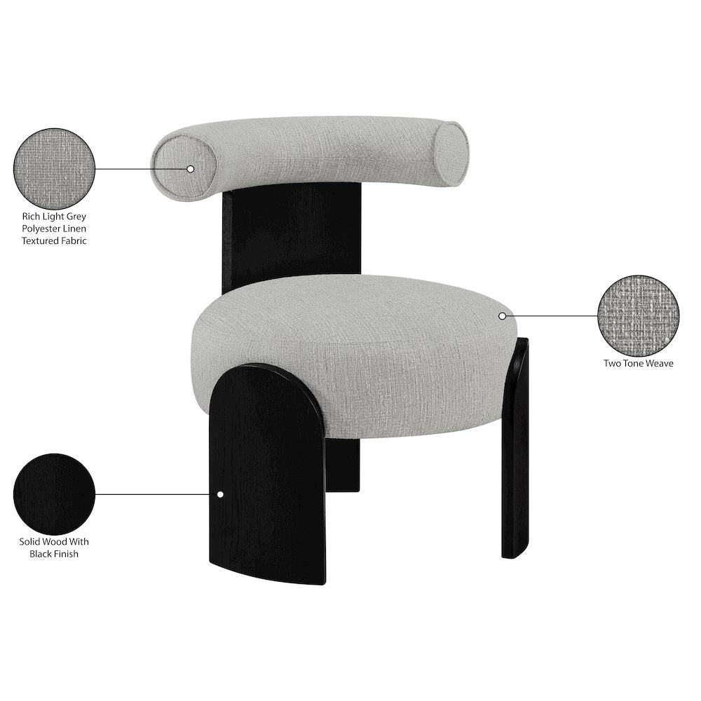 Calder Grey Linen Textured Fabric Upholstered Accent Chair