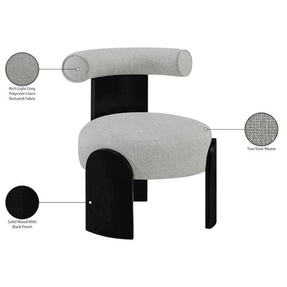 Calder Grey Linen Textured Fabric Upholstered Accent Chair