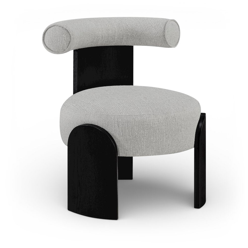 Calder Grey Linen Textured Fabric Upholstered Accent Chair