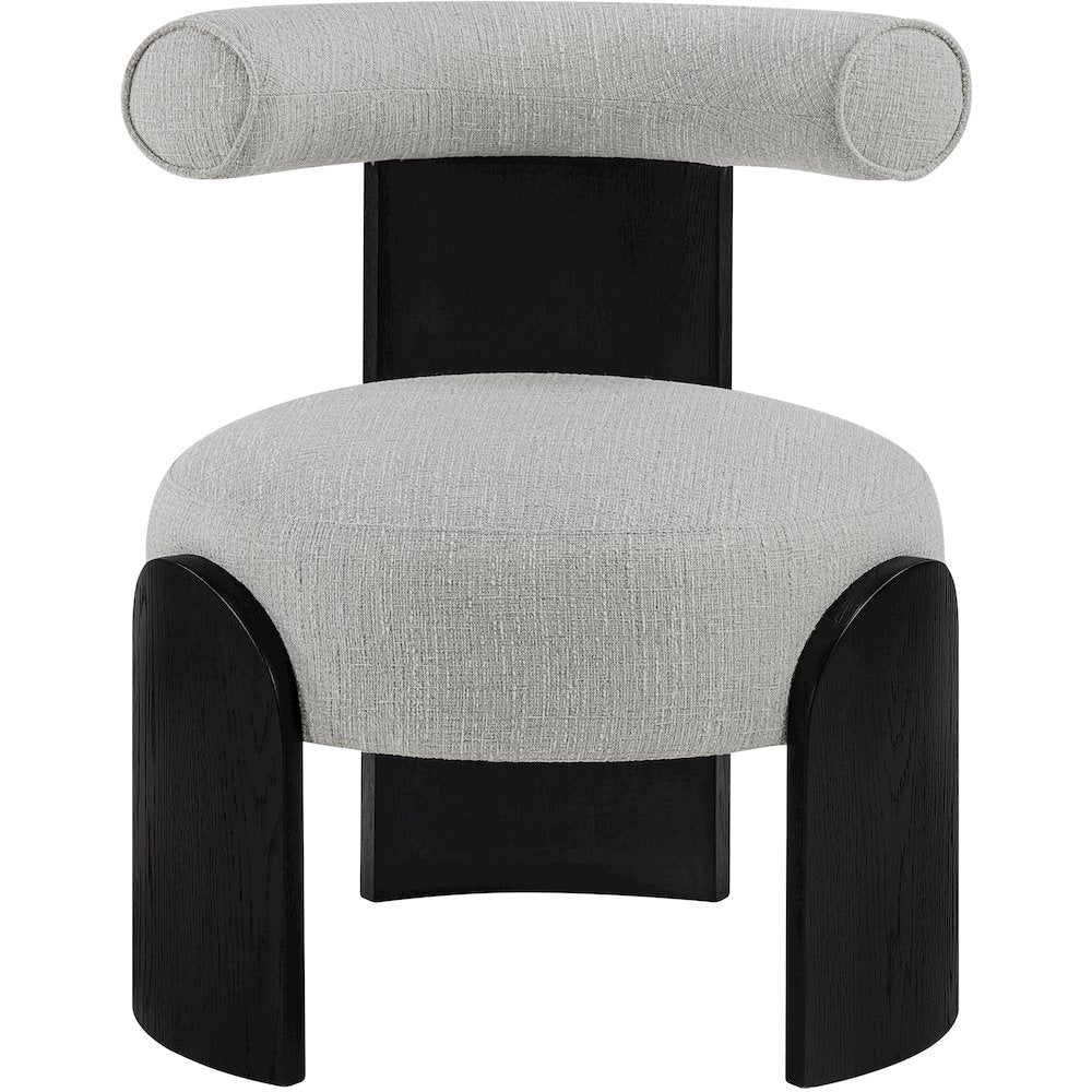 Calder Grey Linen Textured Fabric Upholstered Accent Chair