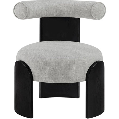 Calder Grey Linen Textured Fabric Upholstered Accent Chair