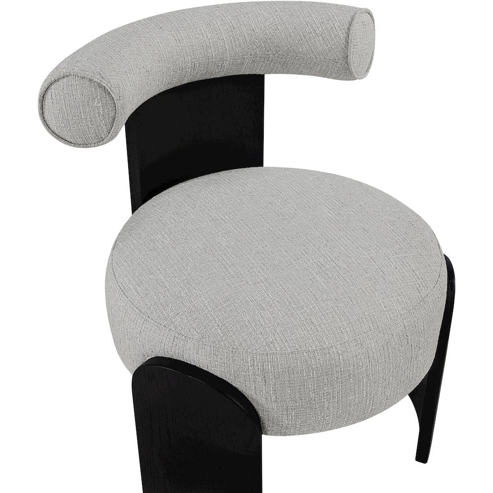 Calder Grey Linen Textured Fabric Upholstered Accent Chair