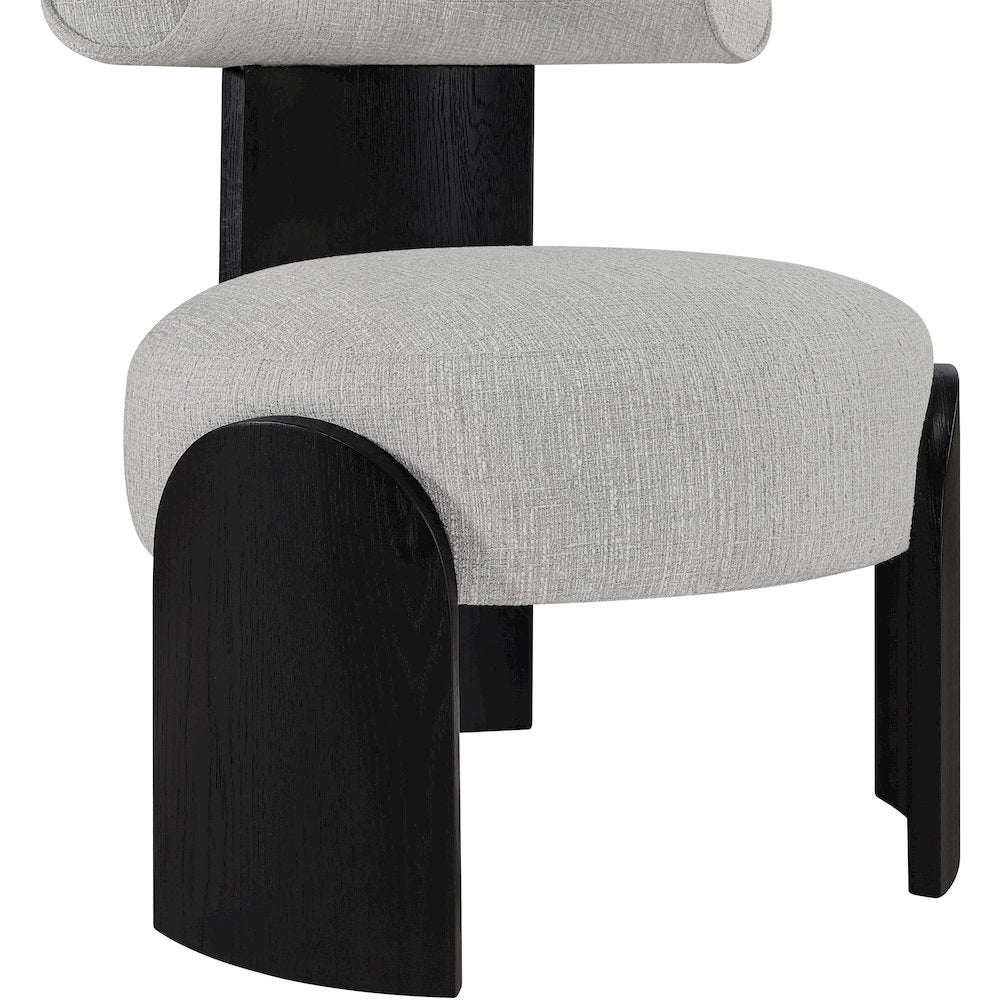 Calder Grey Linen Textured Fabric Upholstered Accent Chair