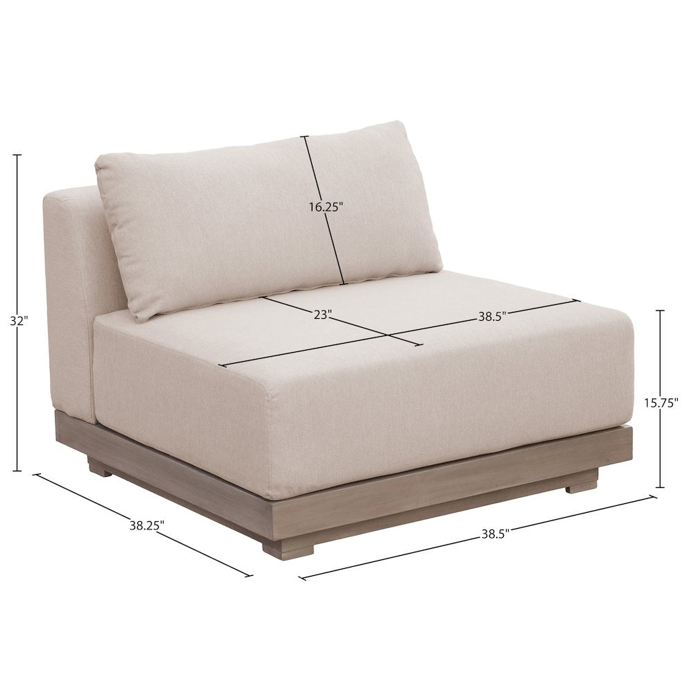 Solace Beige Olefin Performance Fabric Outdoor Patio Modular Armless Chair