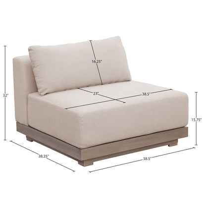 Solace Beige Olefin Performance Fabric Outdoor Patio Modular Armless Chair