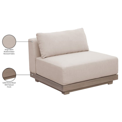 Solace Beige Olefin Performance Fabric Outdoor Patio Modular Armless Chair