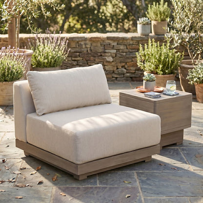 Solace Beige Olefin Performance Fabric Outdoor Patio Modular Armless Chair