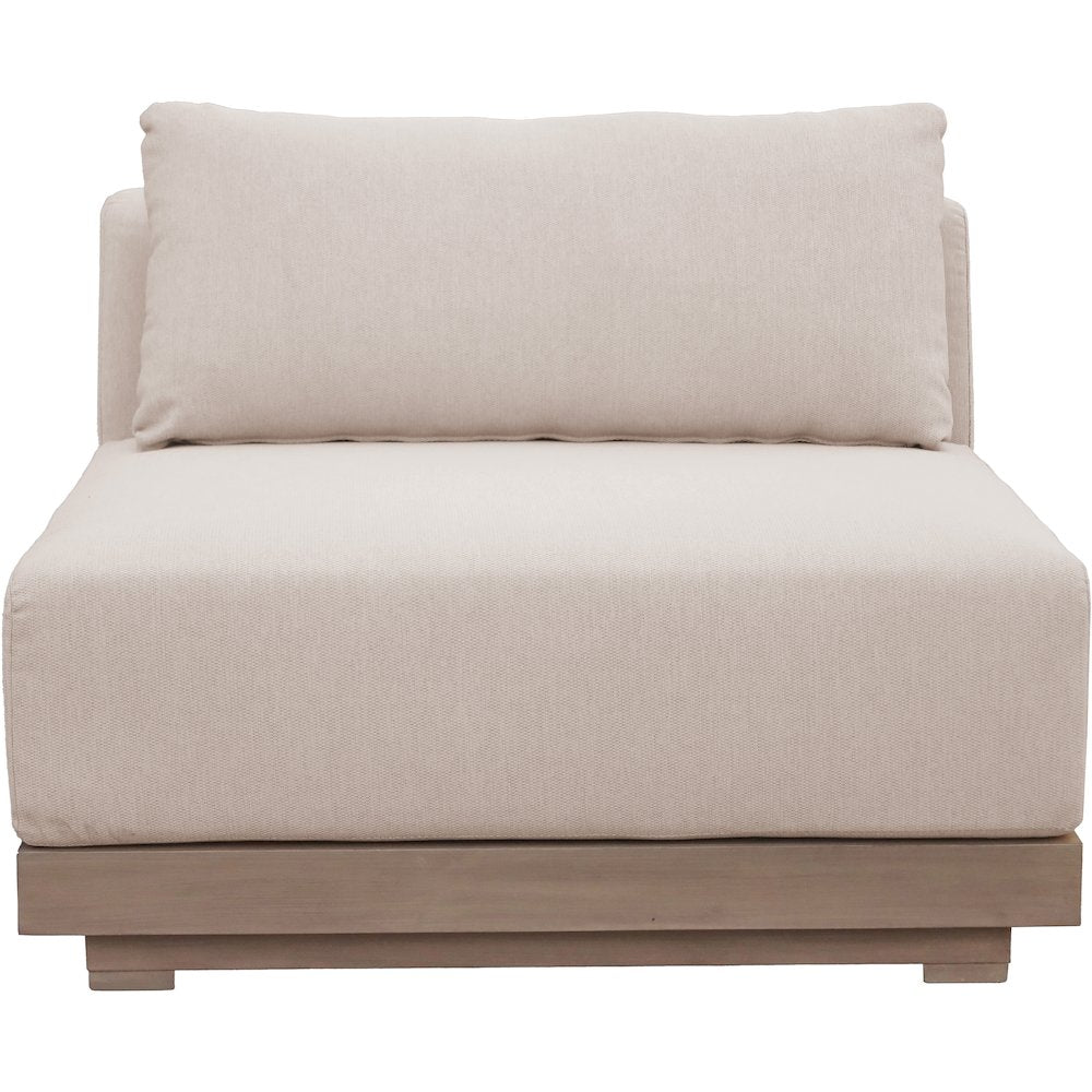Solace Beige Olefin Performance Fabric Outdoor Patio Modular Armless Chair