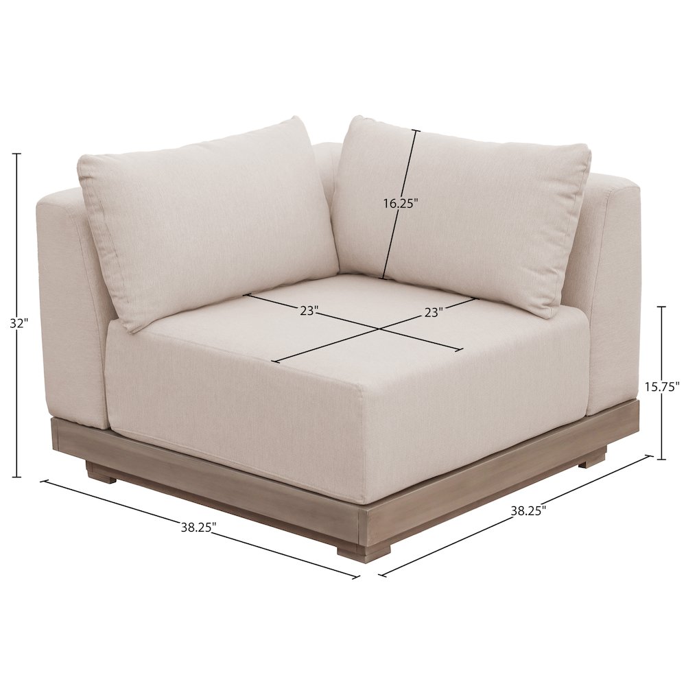 Solace Beige Olefin Performance Fabric Outdoor Patio Modular Corner Chair