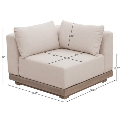 Solace Beige Olefin Performance Fabric Outdoor Patio Modular Corner Chair