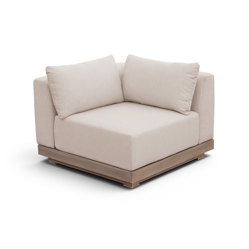 Solace Beige Olefin Performance Fabric Outdoor Patio Modular Corner Chair
