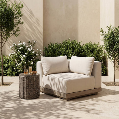 Solace Beige Olefin Performance Fabric Outdoor Patio Modular Corner Chair