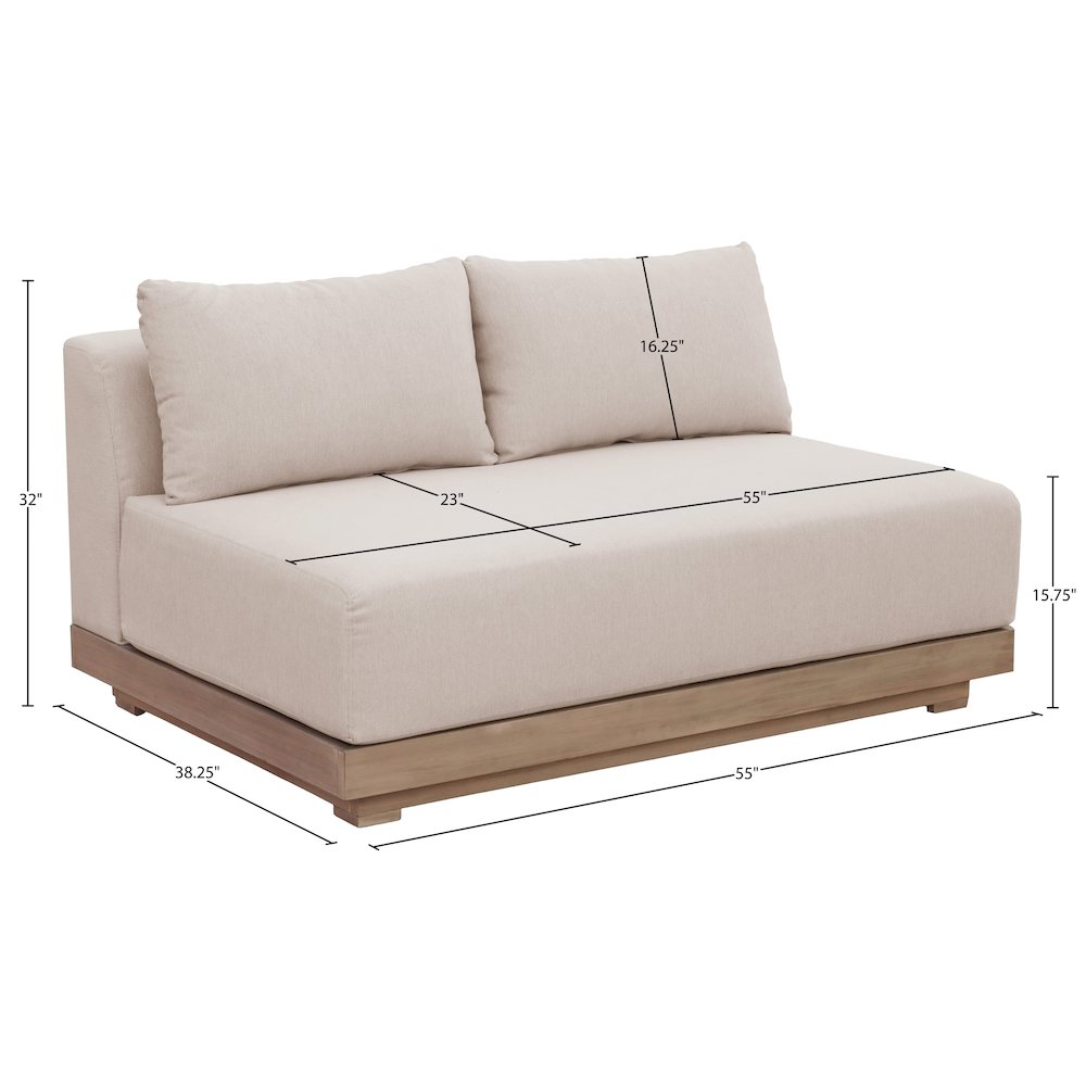 Solace 55" Beige Olefin Performance Fabric Outdoor Patio Modular Loveseat