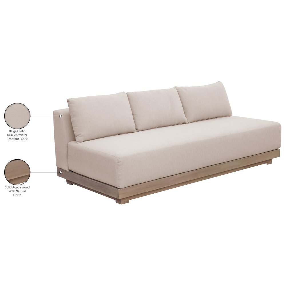 Solace 77" Beige Olefin Performance Fabric Outdoor Patio Modular Sofa