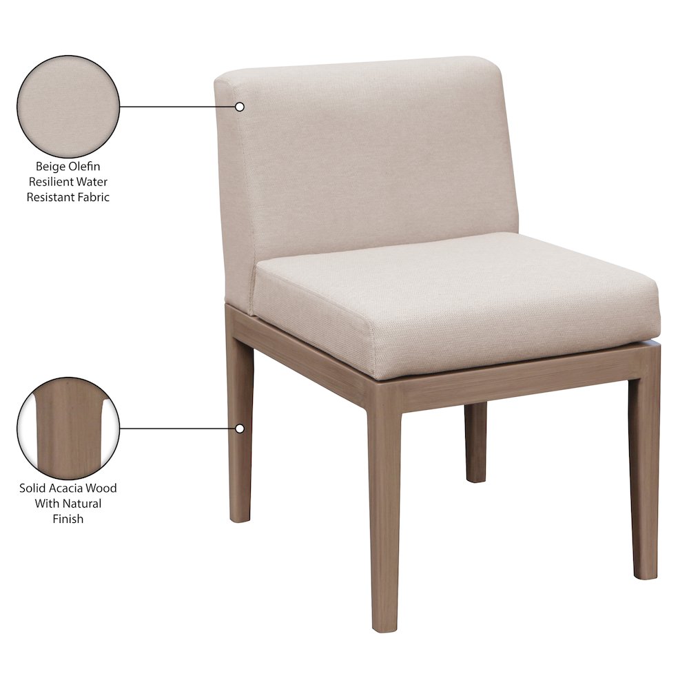 Solace Beige Olefin Performance Fabric Outdoor Patio Dining Side Chair