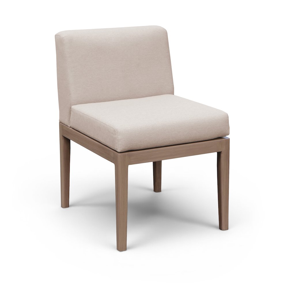 Solace Beige Olefin Performance Fabric Outdoor Patio Dining Side Chair