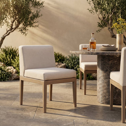 Solace Beige Olefin Performance Fabric Outdoor Patio Dining Side Chair