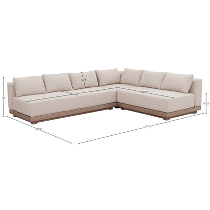 Solace Beige Olefin Performance Fabric 3pc. Outdoor Patio Modular Sectional