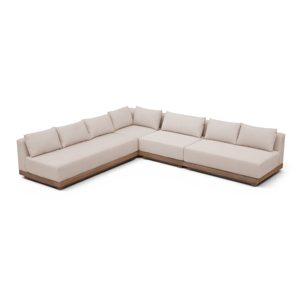 Solace Beige Olefin Performance Fabric 4pc. Outdoor Patio Modular Sectional