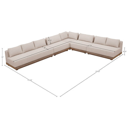 Solace Beige Olefin Performance Fabric 5pc. Outdoor Patio Modular Sectional