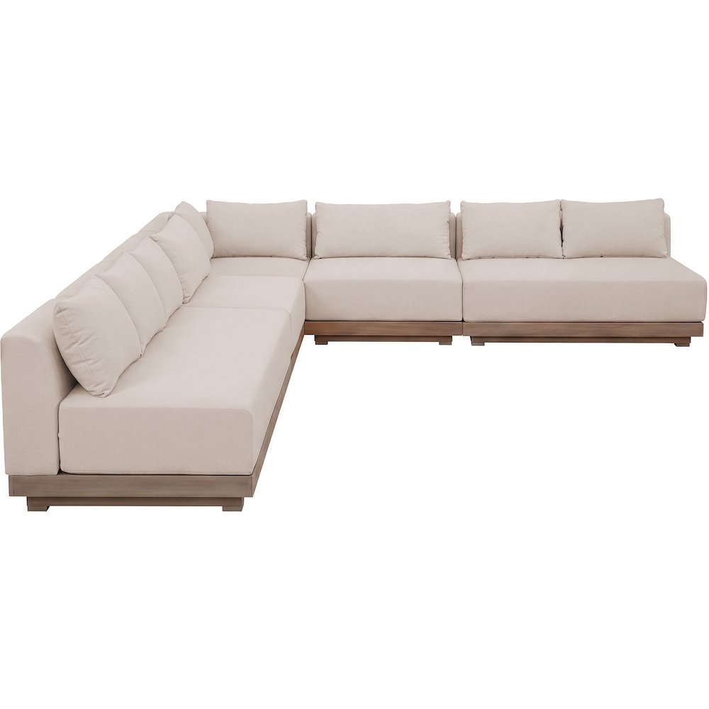 Solace Beige Olefin Performance Fabric 5pc. Outdoor Patio Modular Sectional