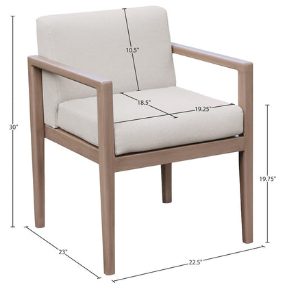 Solace Cream Olefin Performance Fabric Outdoor Patio Dining Arm Chair