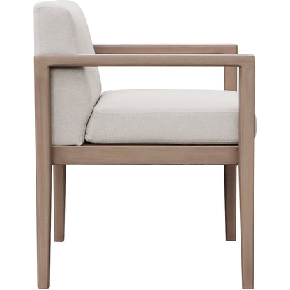 Solace Cream Olefin Performance Fabric Outdoor Patio Dining Arm Chair