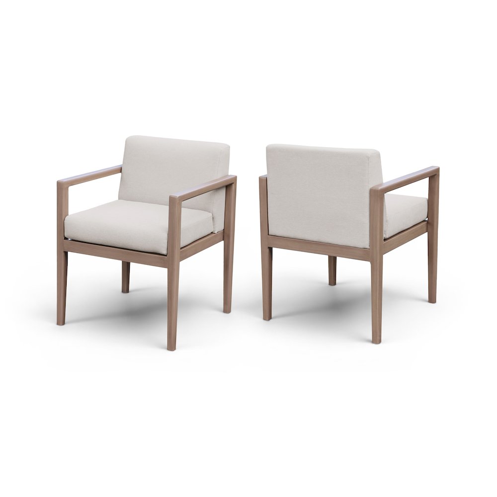 Solace Cream Olefin Performance Fabric Outdoor Patio Dining Arm Chair