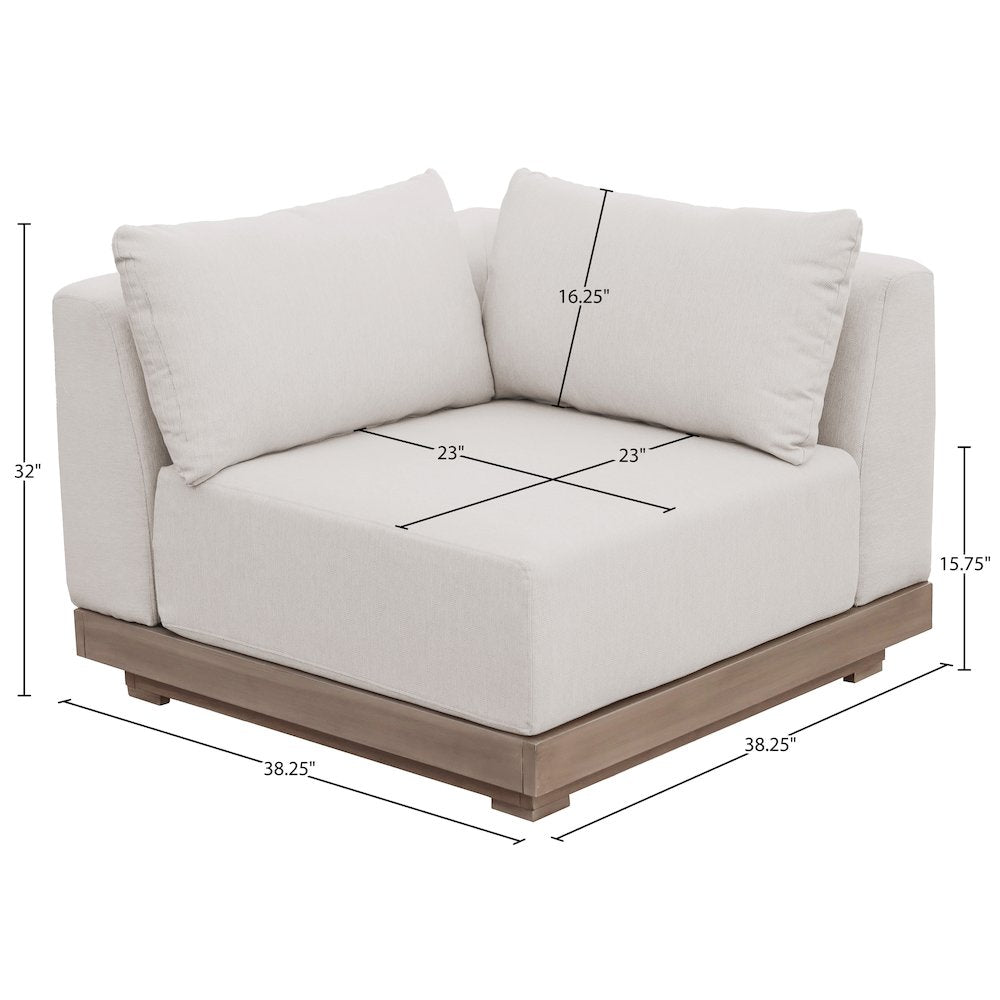 Solace Cream Olefin Performance Fabric Outdoor Patio Modular Corner Chair