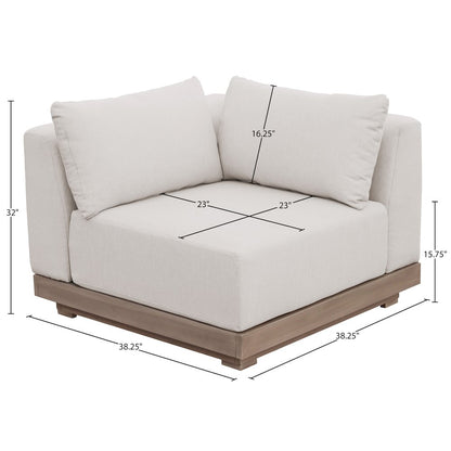 Solace Cream Olefin Performance Fabric Outdoor Patio Modular Corner Chair