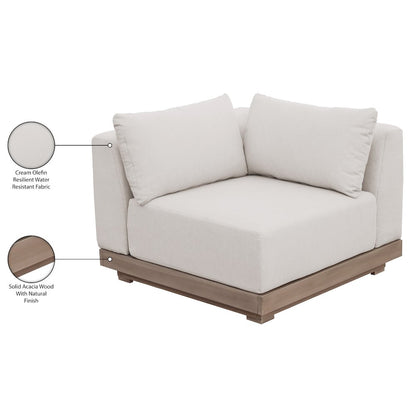 Solace Cream Olefin Performance Fabric Outdoor Patio Modular Corner Chair