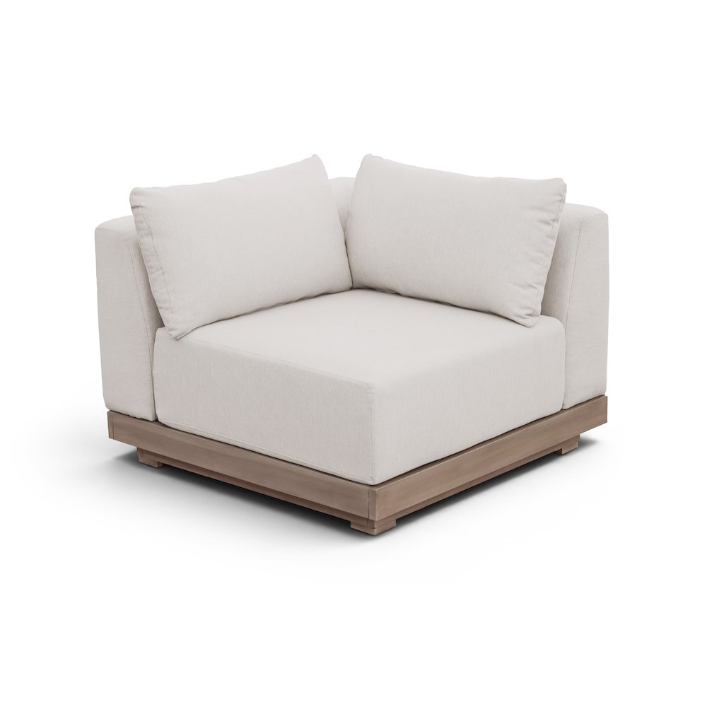 Solace Cream Olefin Performance Fabric Outdoor Patio Modular Corner Chair