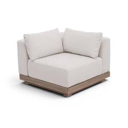 Solace Cream Olefin Performance Fabric Outdoor Patio Modular Corner Chair