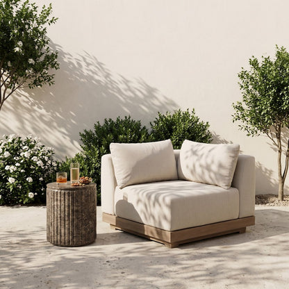 Solace Cream Olefin Performance Fabric Outdoor Patio Modular Corner Chair