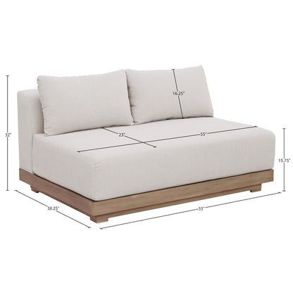 Solace 55" Cream Olefin Performance Fabric Outdoor Patio Modular Loveseat