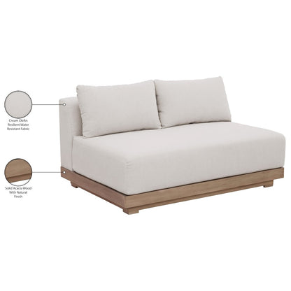 Solace 55" Cream Olefin Performance Fabric Outdoor Patio Modular Loveseat