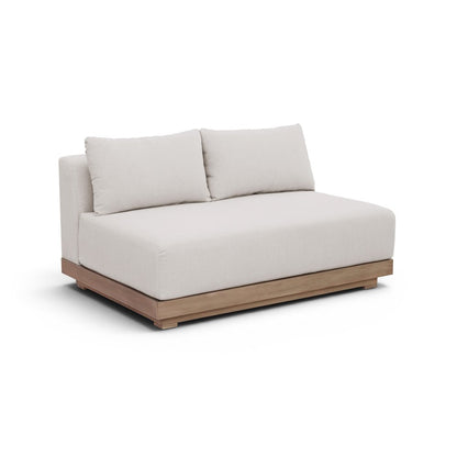 Solace 55" Cream Olefin Performance Fabric Outdoor Patio Modular Loveseat