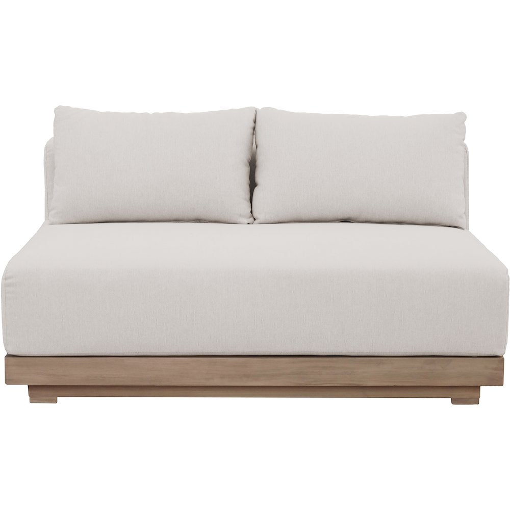 Solace 55" Cream Olefin Performance Fabric Outdoor Patio Modular Loveseat