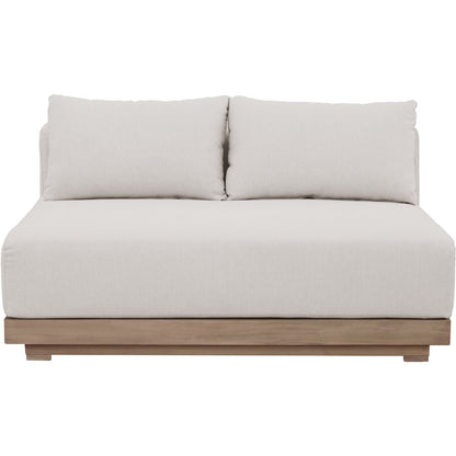 Solace 55" Cream Olefin Performance Fabric Outdoor Patio Modular Loveseat