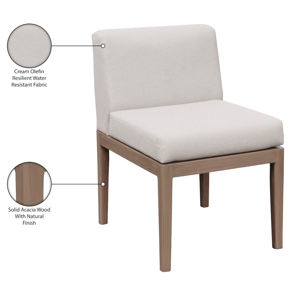 Solace Cream Olefin Performance Fabric Outdoor Patio Dining Side Chair