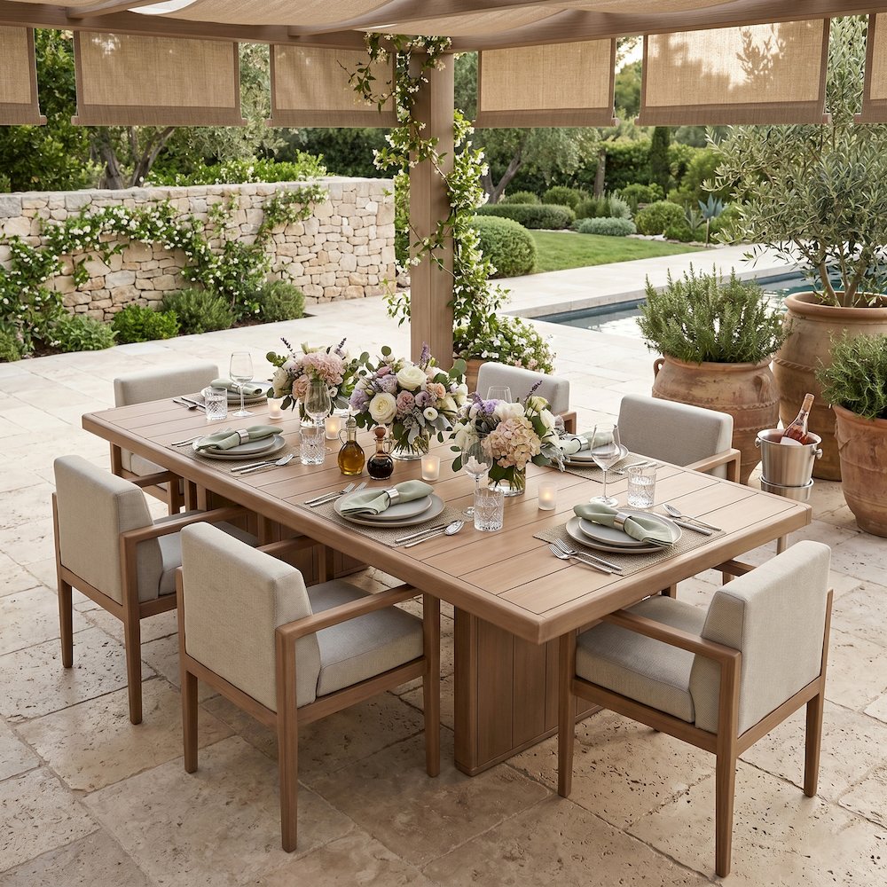 Solace 88.5" Natural Acacia Wood Outdoor Patio Dining Table