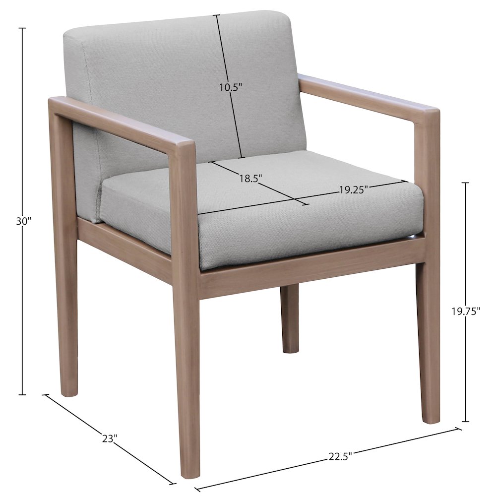 Solace Grey Olefin Performance Fabric Outdoor Patio Dining Arm Chair