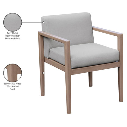 Solace Grey Olefin Performance Fabric Outdoor Patio Dining Arm Chair