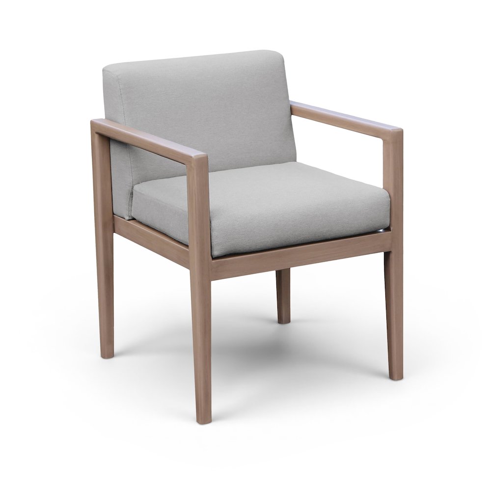 Solace Grey Olefin Performance Fabric Outdoor Patio Dining Arm Chair