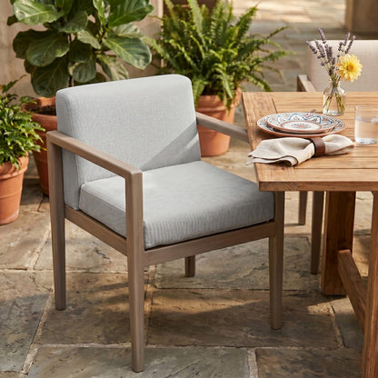Solace Grey Olefin Performance Fabric Outdoor Patio Dining Arm Chair
