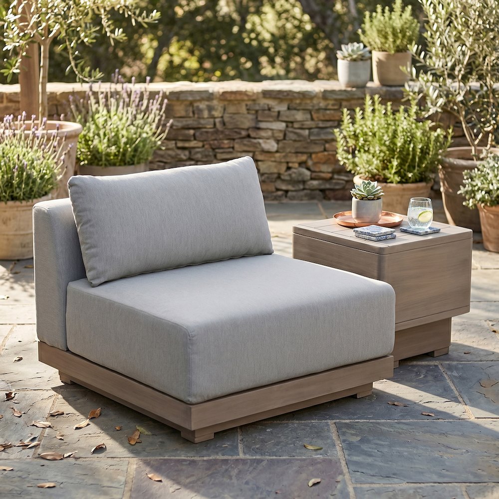 Solace Grey Olefin Performance Fabric Outdoor Patio Modular Armless Chair