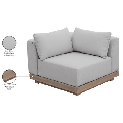 Solace Grey Olefin Performance Fabric Outdoor Patio Modular Corner Chair